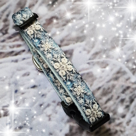 Frosty Snowflakes Printed Webbing and soft Neoprene Dog Collar