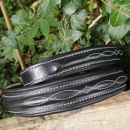 'The Bibury' Stitched Leather Dog Lead Black& White