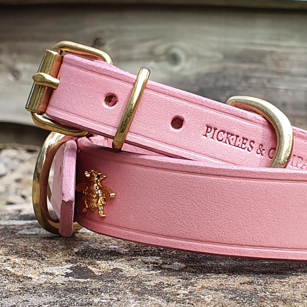 Light pink outlet leather dog collar